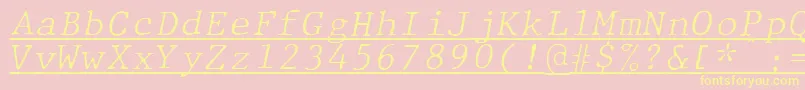 フォントJMH Typewriter mono Fine Italic Under – 黄色のフォント、ピンクの背景