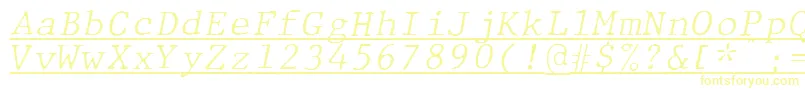 フォントJMH Typewriter mono Fine Italic Under – 黄色のフォント