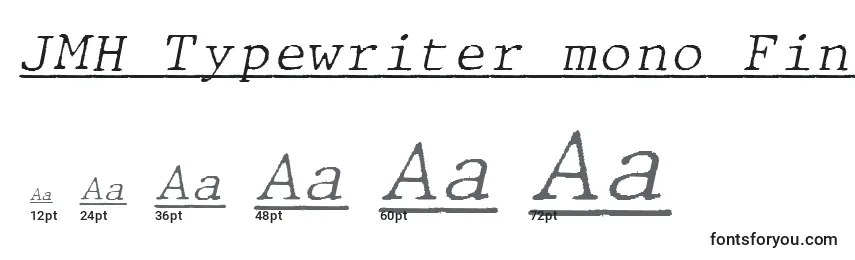 Tamanhos de fonte JMH Typewriter mono Fine Italic Under