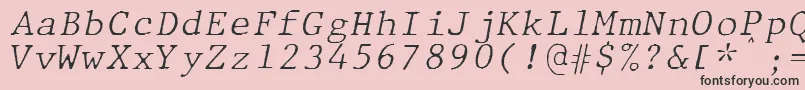 Fonte JMH Typewriter mono Fine Italic – fontes pretas em um fundo rosa