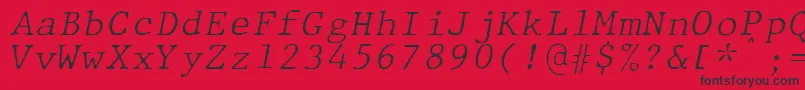 Czcionka JMH Typewriter mono Fine Italic – czarne czcionki na czerwonym tle