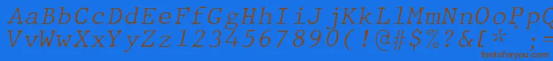 Шрифт JMH Typewriter mono Fine Italic – коричневые шрифты на синем фоне