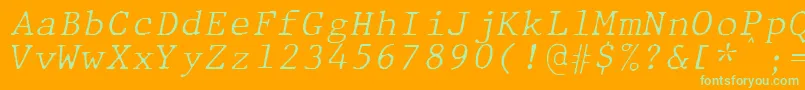 Шрифт JMH Typewriter mono Fine Italic – зелёные шрифты на оранжевом фоне