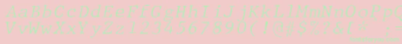 Fonte JMH Typewriter mono Fine Italic – fontes verdes em um fundo rosa