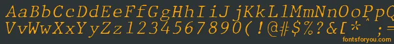 Шрифт JMH Typewriter mono Fine Italic – оранжевые шрифты на чёрном фоне