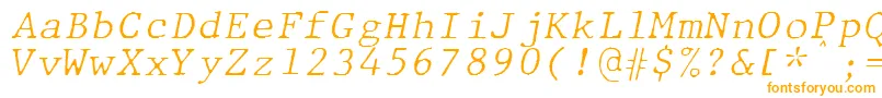 フォントJMH Typewriter mono Fine Italic – 白い背景にオレンジのフォント