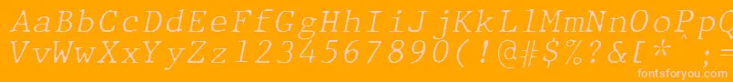 JMH Typewriter mono Fine Italic-fontti – vaaleanpunaiset fontit oranssilla taustalla