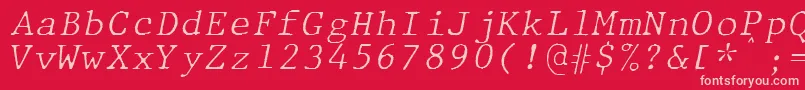 フォントJMH Typewriter mono Fine Italic – 赤い背景にピンクのフォント