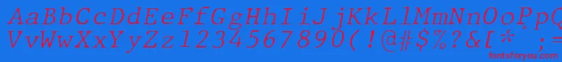 フォントJMH Typewriter mono Fine Italic – 赤い文字の青い背景