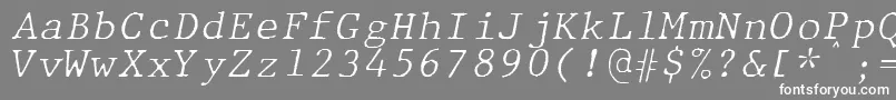 フォントJMH Typewriter mono Fine Italic – 灰色の背景に白い文字