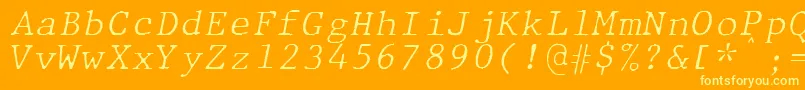 Czcionka JMH Typewriter mono Fine Italic – żółte czcionki na pomarańczowym tle