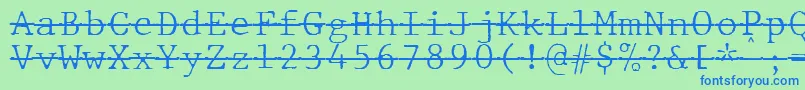 Шрифт JMH Typewriter mono Fine Over – синие шрифты на зелёном фоне