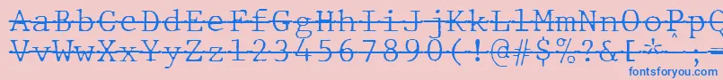 Шрифт JMH Typewriter mono Fine Over – синие шрифты на розовом фоне