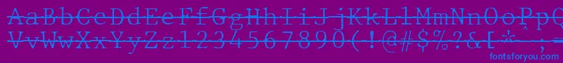 JMH Typewriter mono Fine Over-Schriftart – Blaue Schriften auf violettem Hintergrund