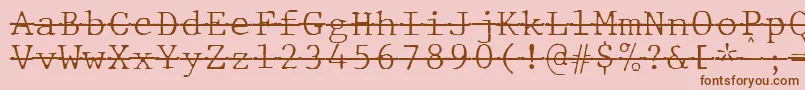 JMH Typewriter mono Fine Over-Schriftart – Braune Schriften auf rosa Hintergrund
