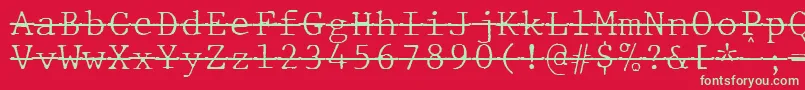 JMH Typewriter mono Fine Over-Schriftart – Grüne Schriften auf rotem Hintergrund