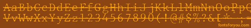 Czcionka JMH Typewriter mono Fine Over – pomarańczowe czcionki na brązowym tle