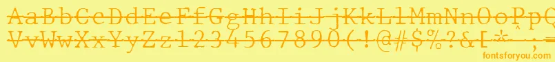 JMH Typewriter mono Fine Over-Schriftart – Orangefarbene Schriften auf gelbem Hintergrund