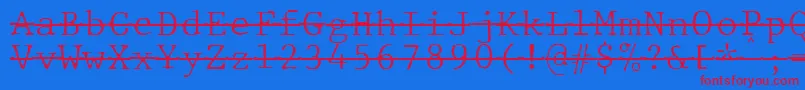 JMH Typewriter mono Fine Over-Schriftart – Rote Schriften auf blauem Hintergrund