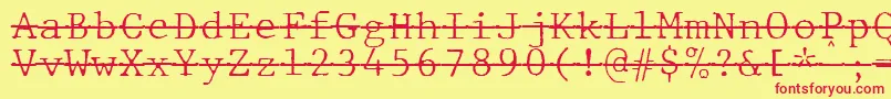 JMH Typewriter mono Fine Over-Schriftart – Rote Schriften auf gelbem Hintergrund