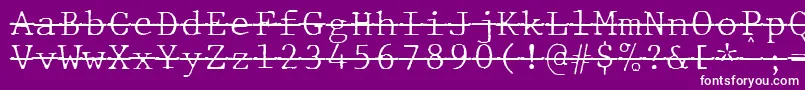 JMH Typewriter mono Fine Over-Schriftart – Weiße Schriften auf violettem Hintergrund