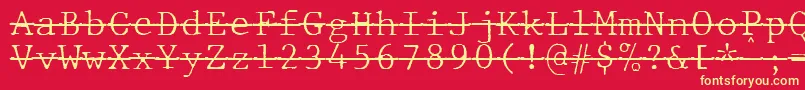 Шрифт JMH Typewriter mono Fine Over – жёлтые шрифты на красном фоне