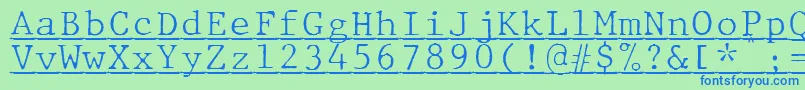 JMH Typewriter mono Fine Under Font – Blue Fonts on Green Background