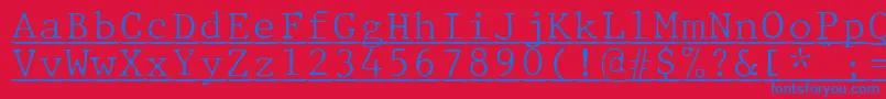 JMH Typewriter mono Fine Under Font – Blue Fonts on Red Background