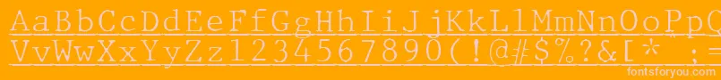 JMH Typewriter mono Fine Under-fontti – vaaleanpunaiset fontit oranssilla taustalla