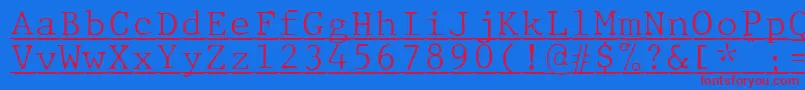 JMH Typewriter mono Fine Under Font – Red Fonts on Blue Background