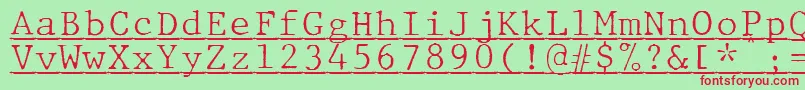 JMH Typewriter mono Fine Under Font – Red Fonts on Green Background