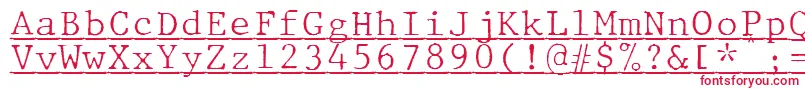 フォントJMH Typewriter mono Fine Under – 白い背景に赤い文字