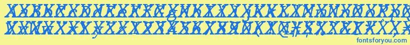 Czcionka JMH Typewriter mono Italic Cross – niebieskie czcionki na żółtym tle