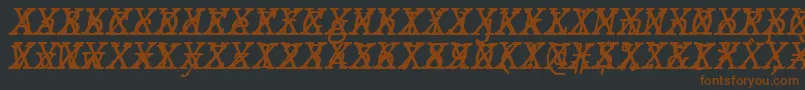 Шрифт JMH Typewriter mono Italic Cross – коричневые шрифты на чёрном фоне