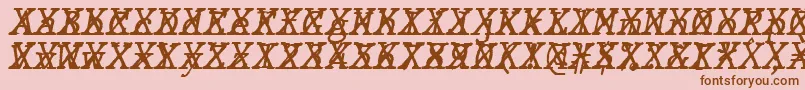 Czcionka JMH Typewriter mono Italic Cross – brązowe czcionki na różowym tle