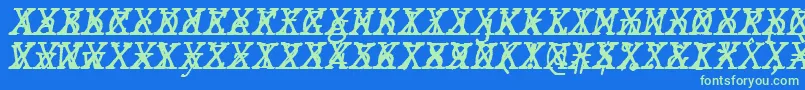 JMH Typewriter mono Italic Cross Font – Green Fonts on Blue Background