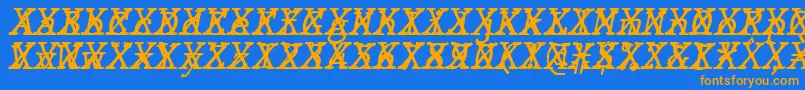 Czcionka JMH Typewriter mono Italic Cross – pomarańczowe czcionki na niebieskim tle