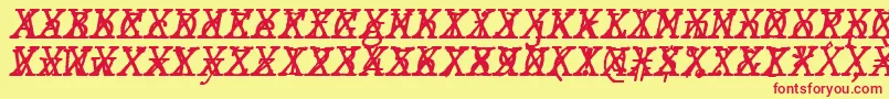 JMH Typewriter mono Italic Cross Font – Red Fonts on Yellow Background