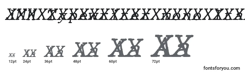 Размеры шрифта JMH Typewriter mono Italic Cross