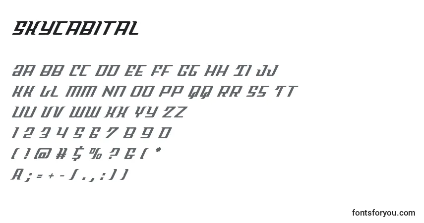 A fonte Skycabital – alfabeto, números, caracteres especiais