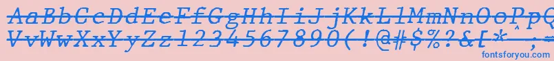 JMH Typewriter mono Italic Over Font – Blue Fonts on Pink Background