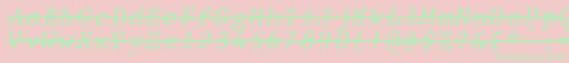 JMH Typewriter mono Italic Over-Schriftart – Grüne Schriften auf rosa Hintergrund