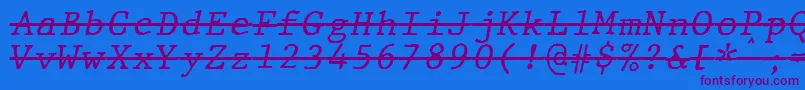 JMH Typewriter mono Italic Over Font – Purple Fonts on Blue Background
