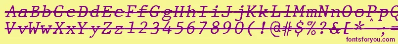 JMH Typewriter mono Italic Over Font – Purple Fonts on Yellow Background