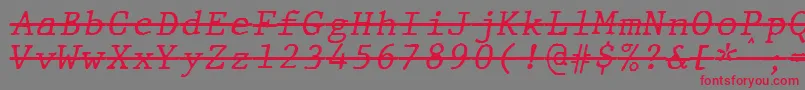 JMH Typewriter mono Italic Over-fontti – punaiset fontit harmaalla taustalla
