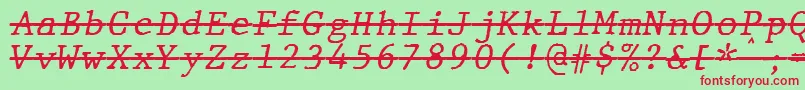 JMH Typewriter mono Italic Over Font – Red Fonts on Green Background