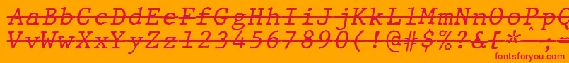JMH Typewriter mono Italic Over-fontti – punaiset fontit oranssilla taustalla