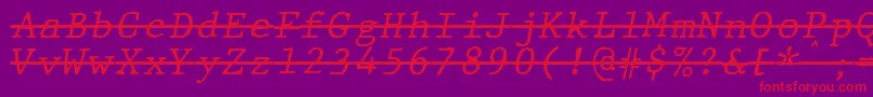 JMH Typewriter mono Italic Over Font – Red Fonts on Purple Background
