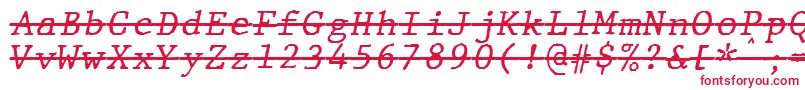 Fonte JMH Typewriter mono Italic Over – fontes vermelhas em um fundo branco