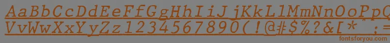 JMH Typewriter mono Italic Under Font – Brown Fonts on Gray Background